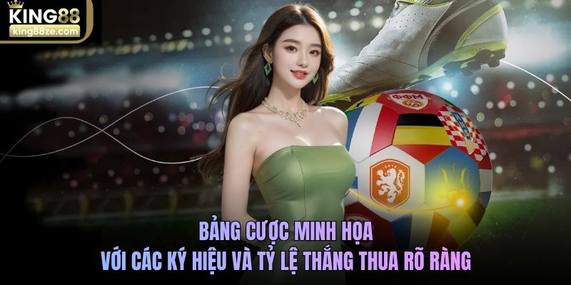 Bảng cược minh họa với các ký hiệu và tỷ lệ thắng thua rõ ràng